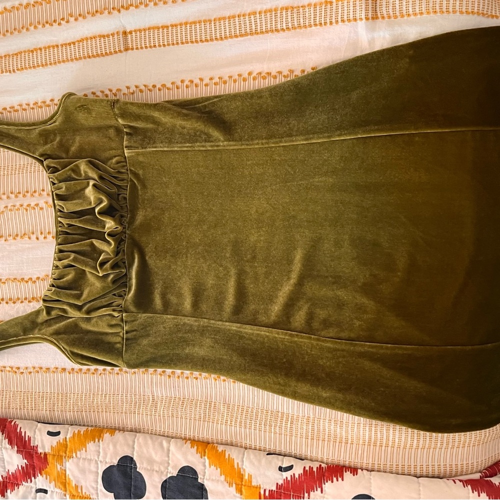 Olive Green Velvet Dress